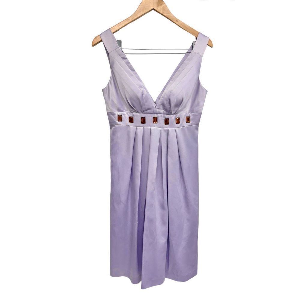 Max & Cleo Sleeveless Dress A Line V Neck Size 8 Lilac Pleated Cocktail NWT